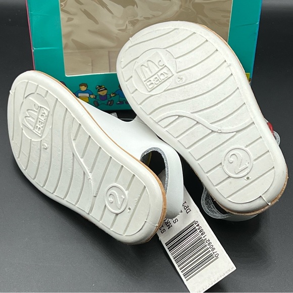 McDonald’s McBaby white leather crib sandals colorful buckles Sz.2 VTG NWT - Picture 3 of 5